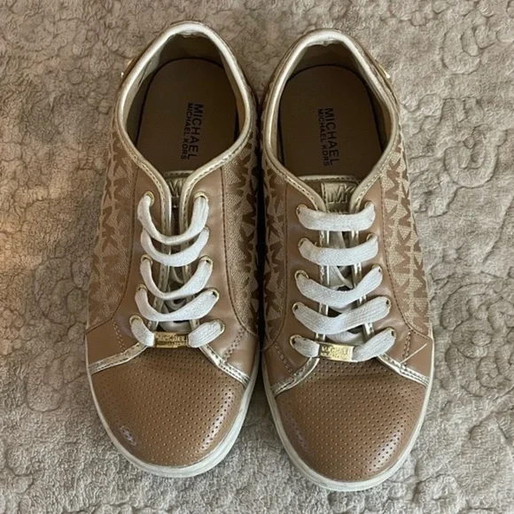 Michael Kors Shoes Berlin 3 MK logo Lace-up Sneakers - tan - size 3 - Picture 2 of 7